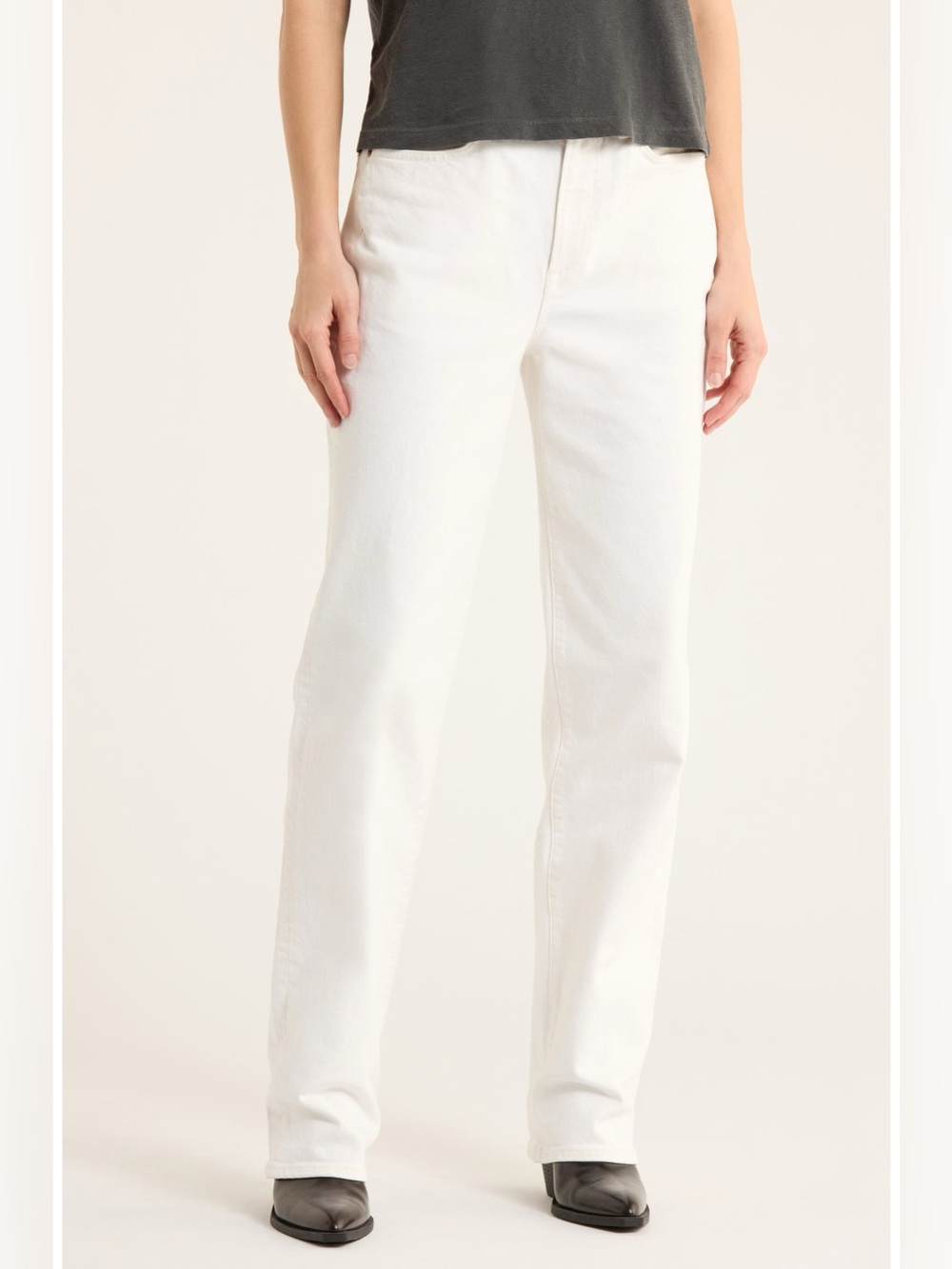 NWT Buck Mason Rider High Waist Straight Leg Twill Jeans Size 24 Natural/White